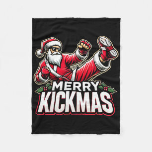 Merry Kickmas Karate Santa Martial Arts Christmas Fleece Blanket