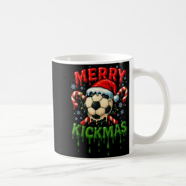 Merry Kickmas Soccer Christmas Candy Cane Ice Crea Coffee Mug (Right)