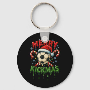 Merry Kickmas Soccer Christmas Candy Cane Ice Crea Key Ring