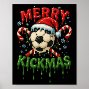 Merry Kickmas Soccer Christmas Candy Cane Ice Crea Poster