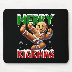 Merry Kickmas Taekwondo Karate Gingerbread Man Mar Mouse Pad