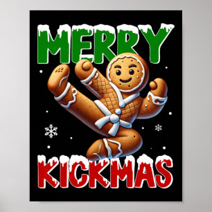 Merry Kickmas Taekwondo Karate Gingerbread Man Mar Poster