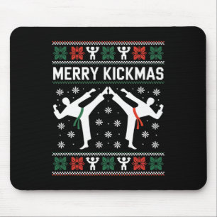 Merry Kickmas Taekwondo Martial Artist Christmas Mouse Pad