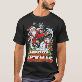 Merry Kickmas Ugly Christmas Jiu Jitsu Funny T-Shirt