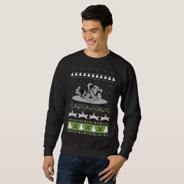 Merry Kickmas Ugly Christmas Karate Jiu Jitsur Sweatshirt (Front Full)