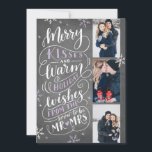 Merry Kisses Warm Wishes Save Date 3 Photo Lilac Save The Date<br><div class="desc">This modern and chic holiday photo card doubles as a save the date card for the newly engaged couple. The front features 3 of your photos accented by hand drawn snowflakes and hand lettered typography that says "Merry Kisses and Warm Holiday Wishes From The Soon To Be Mr. and Mrs."...</div>