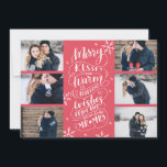 Merry Kisses Warm Wishes Save Date 6-Photo Red Save The Date<br><div class="desc">This modern and chic holiday photo card doubles as a save the date announcement card for the newly engaged couple. The front features 6 of your photos accented by hand drawn snowflakes and hand lettered typography that says "Merry Kisses and Warm Holiday Wishes From The Soon To Be Mr. and...</div>