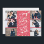 Merry Kisses Warm Wishes Save Date 6-Photo Red Save The Date<br><div class="desc">This modern and chic holiday photo card doubles as a save the date announcement card for the newly engaged couple. The front features 6 of your photos accented by hand drawn snowflakes and hand lettered typography that says "Merry Kisses and Warm Holiday Wishes From The Soon To Be Mr. and...</div>