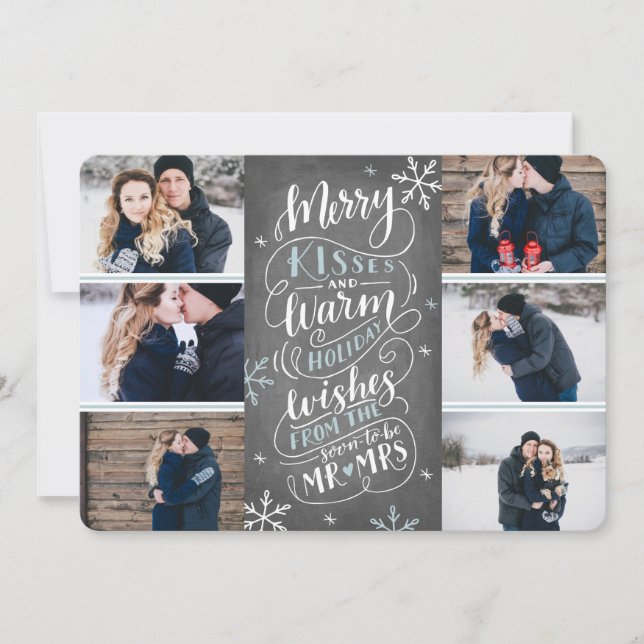 Merry Kisses Warm Wishes  Save Date 6-Photo Save The Date (Front)