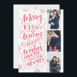Merry Kisses Warm Wishes Save The Date 3 Photo<br><div class="desc">This modern and chic holiday photo card doubles as a save the date card for the newly engaged couple. The front features 3 of your photos accented by hand drawn snowflakes and hand lettered typography that says "Merry Kisses and Warm Holiday Wishes From The Soon To Be Mr. and Mrs."...</div>