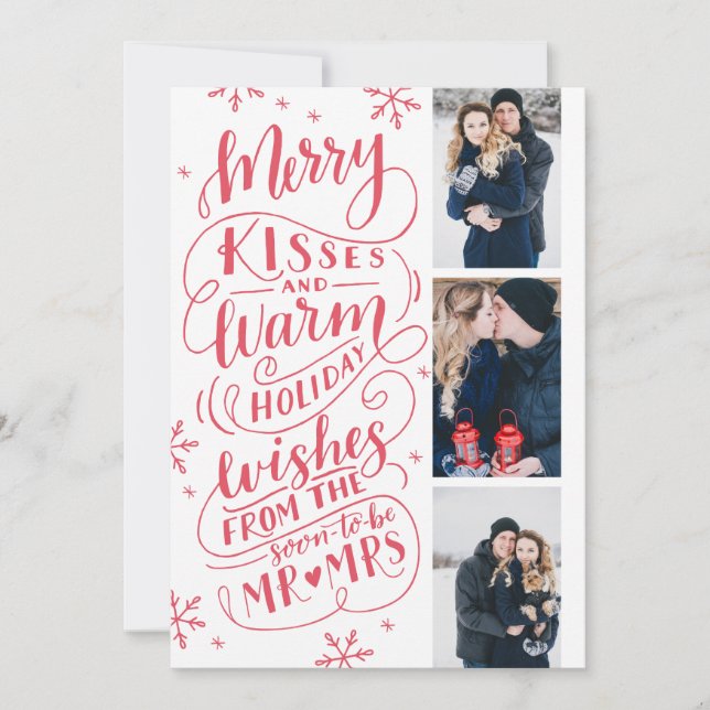 Merry Kisses Warm Wishes Save The Date 3 Photo (Front)