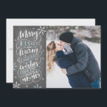 Merry Kisses Warm Wishes  Save The Date Photo<br><div class="desc">This modern and chic holiday photo card doubles as a save the date announcement card for the newly engaged couple. The front features your photos accented by hand drawn snowflakes and hand lettered typography that says "Merry Kisses and Warm Holiday Wishes From The Soon To Be Mr. and Mrs." on...</div>