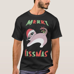 Merry Kissmas Cat Butt Christmas Mistletoe xmas T-Shirt