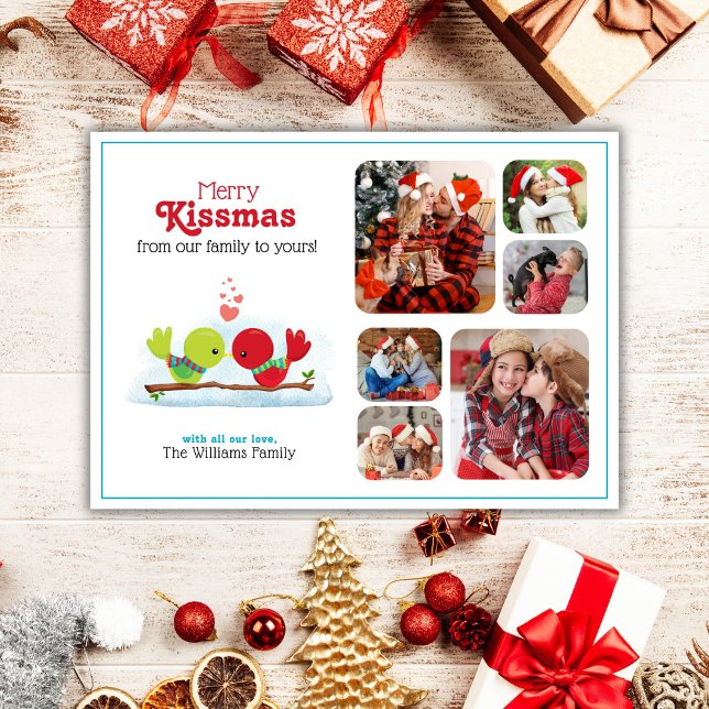 Merry Kissmas Holiday Photo Card (Share love and kisses with this colourful and festive Merry Kissmas Holiday Photo Card
)