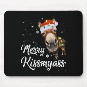 Merry Kissmy Donkey Sarcastic Xmas Funny Pajama Ch Mouse Pad