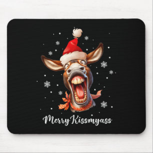 Merry Kissmy Donkey Sarcastic Xmas Funny Pajama Ch Mouse Pad