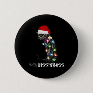 Merry Kissmy Fun Cat Christmas Lights 2 6 Cm Round Badge