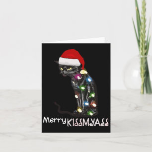 Merry Kissmy Fun Cat Christmas Lights 3  Card
