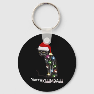 Merry Kissmy Fun Cat Christmas Lights 3 Key Ring