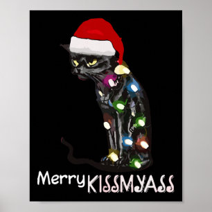 Merry Kissmy Fun Cat Christmas Lights 3  Poster