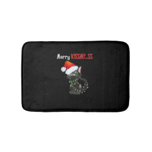 Merry Kissmy..ss Black Cat Christmas Lights Cat In Bath Mat