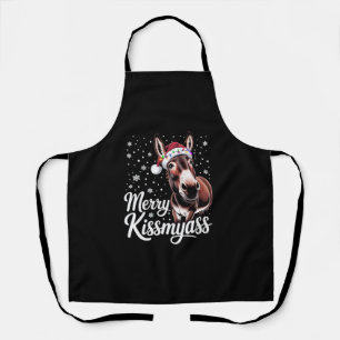 Merry Kissmyass Donkey Sarcastic Xmas Funny Pajama Apron