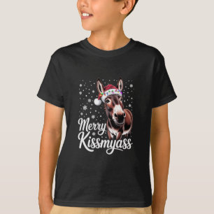 Merry Kissmyass Donkey Sarcastic Xmas Funny Pajama T-Shirt