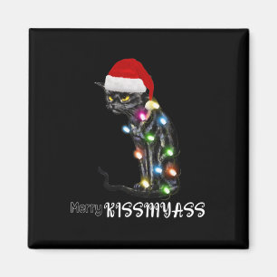 Merry Kissmyass Fun Cat Christmas Lights 2 Magnet