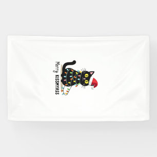 Merry Kissmyass Funny Cat Christmas Lights Premium Banner