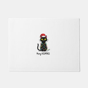 Merry Kissmyass Funny Cat Christmas Lights Premium Doormat