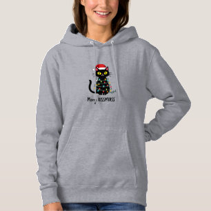 Merry Kissmyass Funny Cat Christmas Lights Premium Hoodie