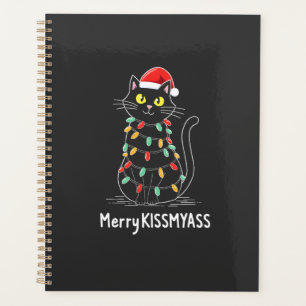 Merry Kissmyass Funny Cat Christmas Lights Premium Planner