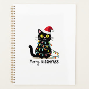 Merry Kissmyass Funny Cat Christmas Lights Premium Planner