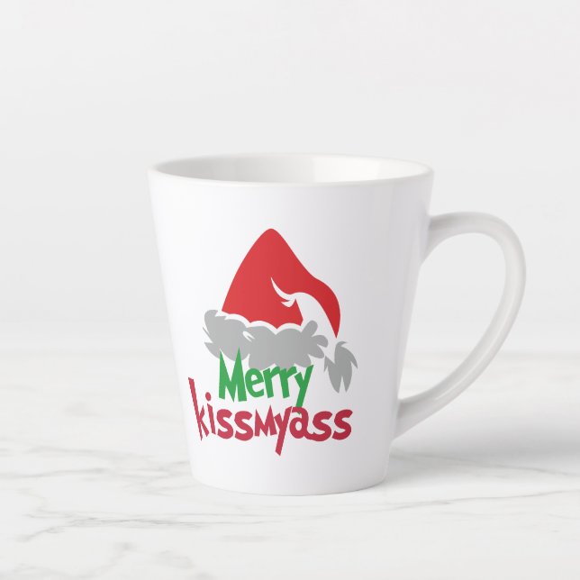 Merry Kissmyass Funny Christmas Latte Mug (Right)