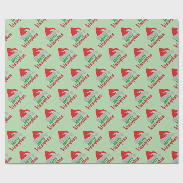 Merry Kissmyass Funny Christmas Wrapping Paper (Flat)