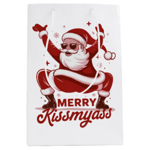 Merry Kissmyass Snarky Christmas Sarcastic Santa  Medium Gift Bag
