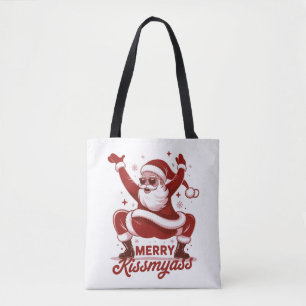 Merry Kissmyass Snarky Christmas Sarcastic Santa Tote Bag