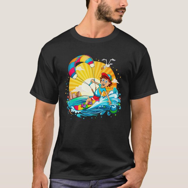 Merry kite surfing illustration. T-Shirt (Front)