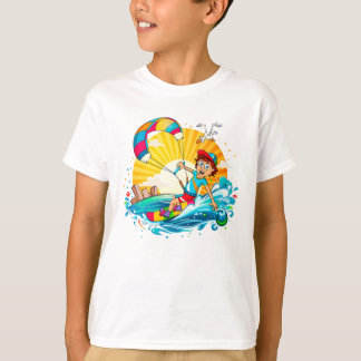Merry kite surfing illustration. T-Shirt