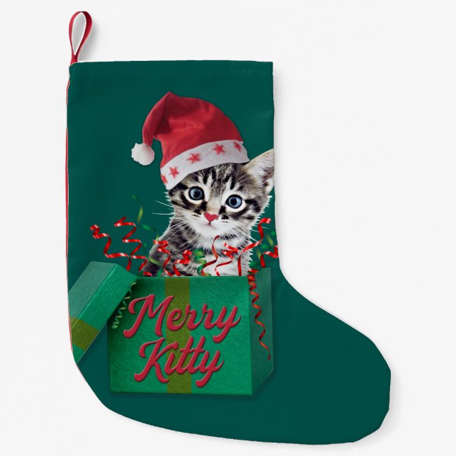 Merry Kitty, Merry Christmas Small Christmas Stocking (Front)