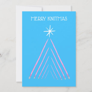 Merry Knitmas Turquoise Mid Century Retro Holiday Card