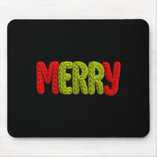 Merry Knitted Letters Crochet Xmas Pajamas Holiday Mouse Pad