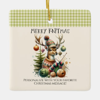 Merry Knittmas Knitting Christmas Ceramic Ornament