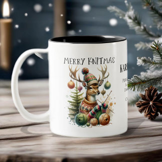 Merry Knittmas Knitting Christmas Two-Tone Coffee Mug