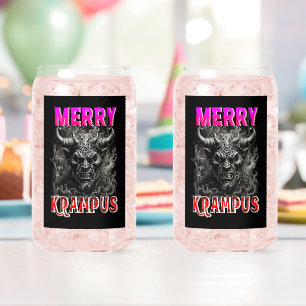Merry Krampus Can Glass