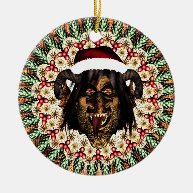 Merry Krampus Ceramic Tree Decoration (Front)