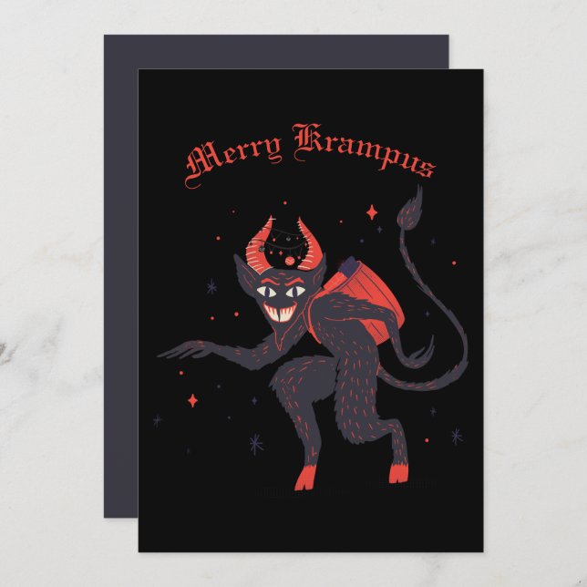 Merry Krampus Christmas Holiday Card (Front/Back)