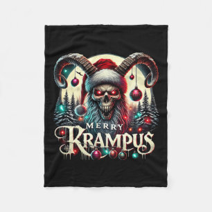 Merry Krampus Christmas Krampus Is Coming To Town Fleece Blanket