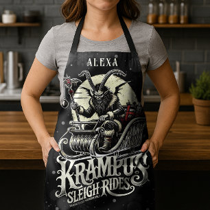Merry Krampus Christmas Krampus Sleigh Rides Apron