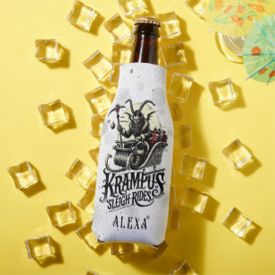 Merry Krampus Christmas Krampus Sleigh Rides Bottle Cooler